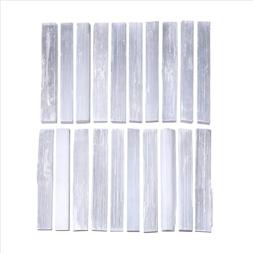 MAIBAOTA 4 Zoll Selenit-Kristallstab, Selenit-Sticks in Bulk, Selenit-Aufladeplatte, Reiki-Metaphysisches Zubehör, Wicca-Altar-Zubehör für Hexerei, 12 Stück