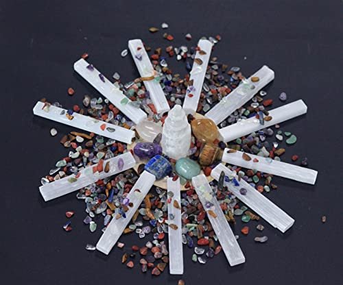 MAIBAOTA 4 Zoll Selenit-Kristallstab, Selenit-Sticks in Bulk, Selenit-Aufladeplatte, Reiki-Metaphysisches Zubehör, Wicca-Altar-Zubehör für Hexerei, 12 Stück