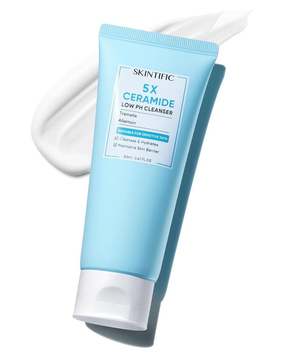 SKINTIFIC 5X Ceramide Low pH Gesichtsreiniger – Sanfte, feuchtigkeitsspendende Reinigung mit Hyaluronsäure für trockene bis normale Haut, parfümfrei, hautverträglich getestet