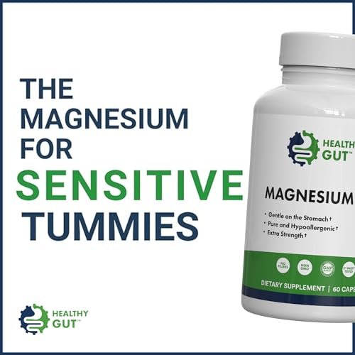 Healthy Gut Magnesium-HP | Hochreine Magnesiumglycinat-Kapseln ohne Füllstoffe | 180 mg Magnesiumglycinat | 60 Portionen