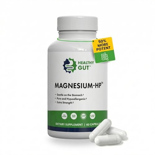 Healthy Gut Magnesium-HP | Hochreine Magnesiumglycinat-Kapseln ohne Füllstoffe | 180 mg Magnesiumglycinat | 60 Portionen