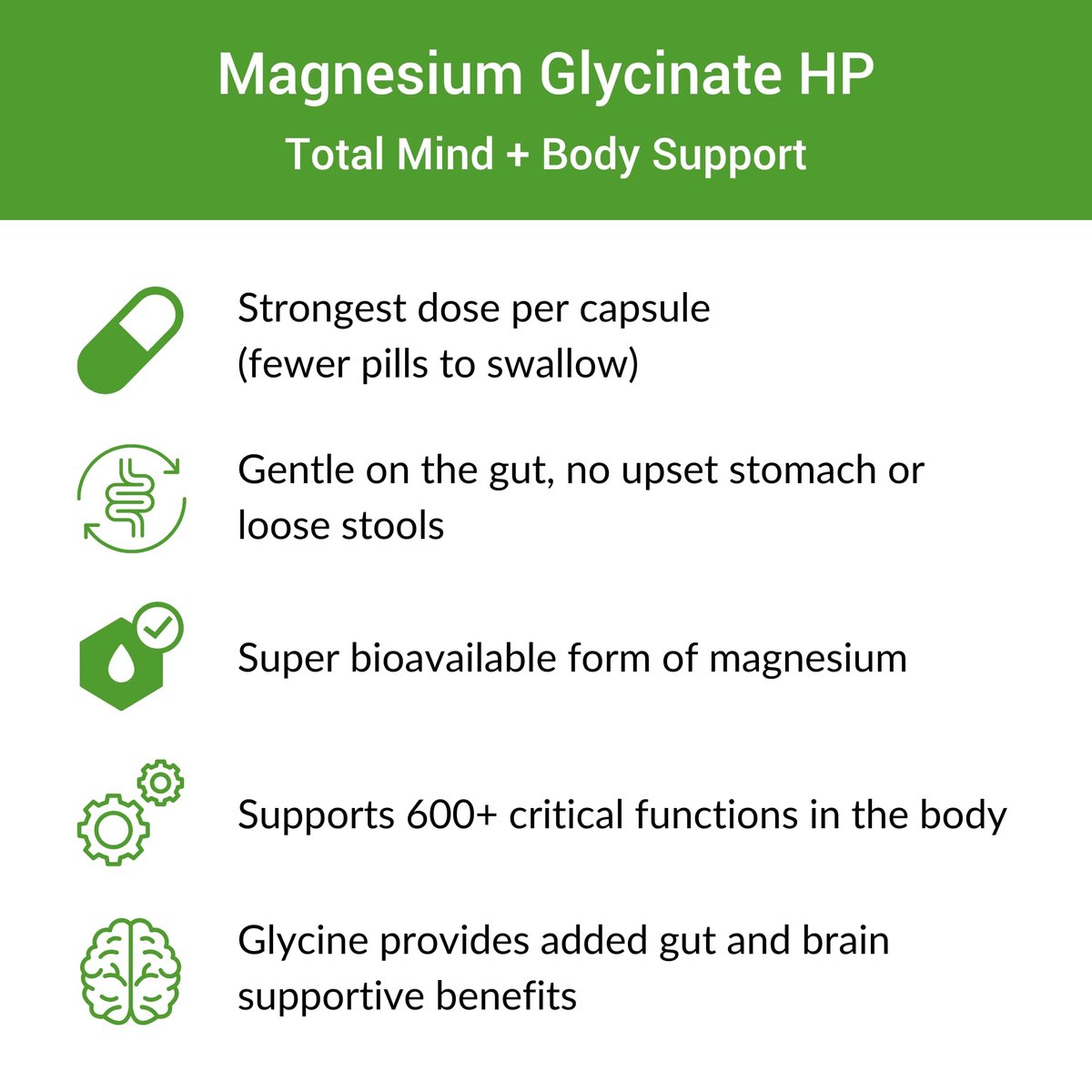Healthy Gut Magnesium-HP | Hochreine Magnesiumglycinat-Kapseln ohne Füllstoffe | 180 mg Magnesiumglycinat | 60 Portionen