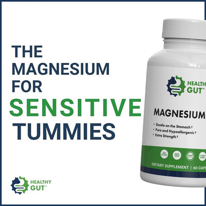 Healthy Gut Magnesium-HP | Hochreine Magnesiumglycinat-Kapseln ohne Füllstoffe | 180 mg Magnesiumglycinat | 60 Portionen