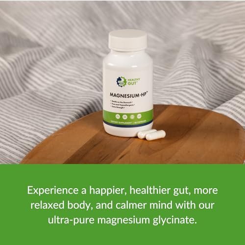 Healthy Gut Magnesium-HP | Hochreine Magnesiumglycinat-Kapseln ohne Füllstoffe | 180 mg Magnesiumglycinat | 60 Portionen