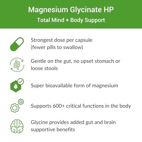 Healthy Gut Magnesium-HP | Hochreine Magnesiumglycinat-Kapseln ohne Füllstoffe | 180 mg Magnesiumglycinat | 60 Portionen