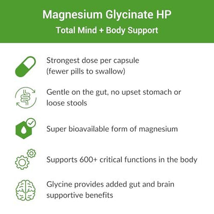 Healthy Gut Magnesium-HP | Hochreine Magnesiumglycinat-Kapseln ohne Füllstoffe | 180 mg Magnesiumglycinat | 60 Portionen