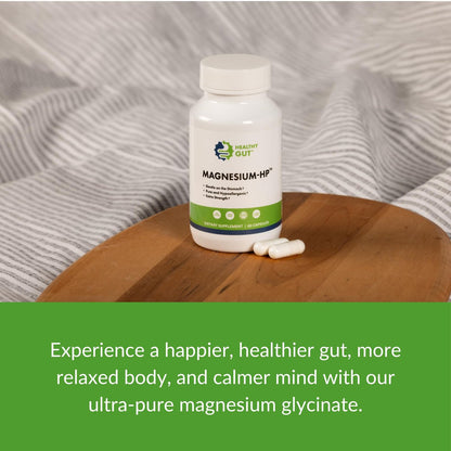 Healthy Gut Magnesium-HP | Hochreine Magnesiumglycinat-Kapseln ohne Füllstoffe | 180 mg Magnesiumglycinat | 60 Portionen