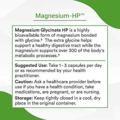 Healthy Gut Magnesium-HP | Hochreine Magnesiumglycinat-Kapseln ohne Füllstoffe | 180 mg Magnesiumglycinat | 60 Portionen
