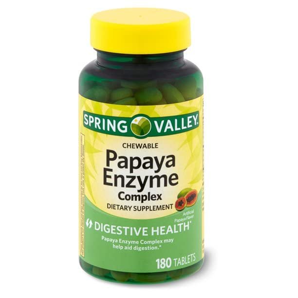 Spring Valley Papaya-Enzym-Komplex Tabletten – 180 Kautabletten (2er-Pack)