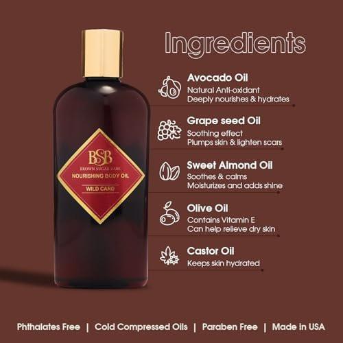 Brown Sugar Babe Wild Card Body Oil – Nährendes Öl mit Jasmin- und Zedernholzduft, parfümiertes Hautpflegeöl, 118 ml