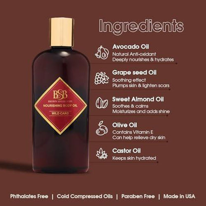 Brown Sugar Babe Wild Card Body Oil – Nährendes Öl mit Jasmin- und Zedernholzduft, parfümiertes Hautpflegeöl, 118 ml