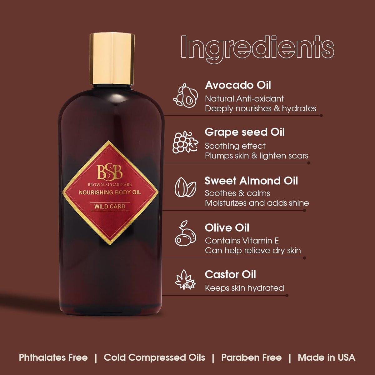 Brown Sugar Babe Wild Card Body Oil – Nährendes Öl mit Jasmin- und Zedernholzduft, parfümiertes Hautpflegeöl, 118 ml