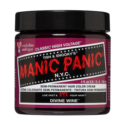 MANIC PANIC Classic Divine Wine Semi-Permanente Haarfarbe – Tiefroter Pink-Ton für Damen und Herren, hält 4-6 Wochen, vegan, ammoniakfrei & tierversuchsfrei (118 ml)