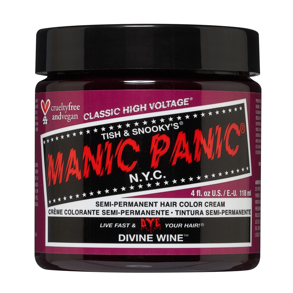 MANIC PANIC Classic Divine Wine Semi-Permanente Haarfarbe – Tiefroter Pink-Ton für Damen und Herren, hält 4-6 Wochen, vegan, ammoniakfrei & tierversuchsfrei (118 ml)