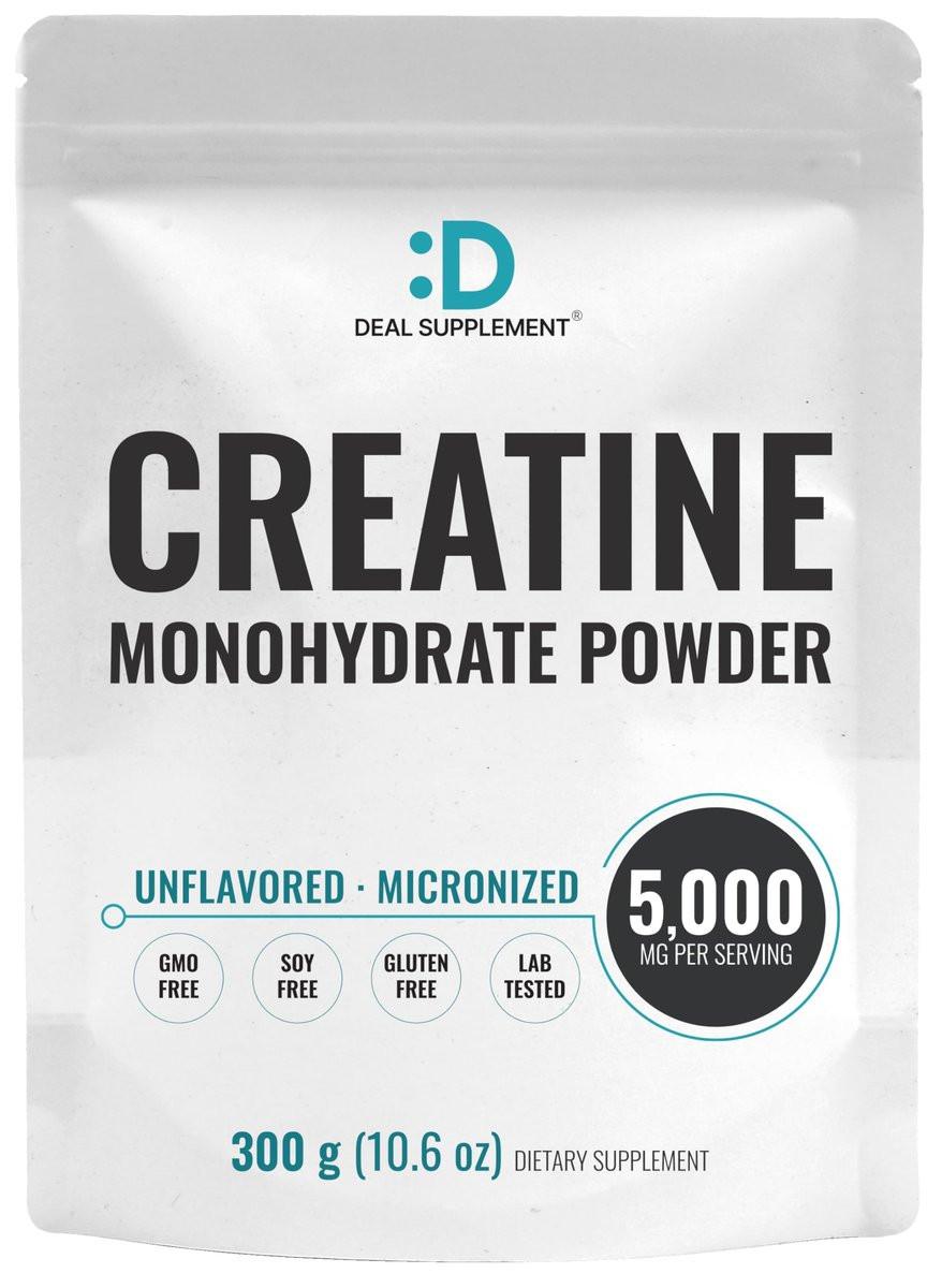 DEAL SUPPLEMENT Instant Creatine Monohydrat Pulver, 5g pro Portion – 60 Portionen | Mikronisiert, ungewürzt, schnell absorbierend | Ohne Füllstoffe, Nicht-GVO, Keto-freundlich, Vegan