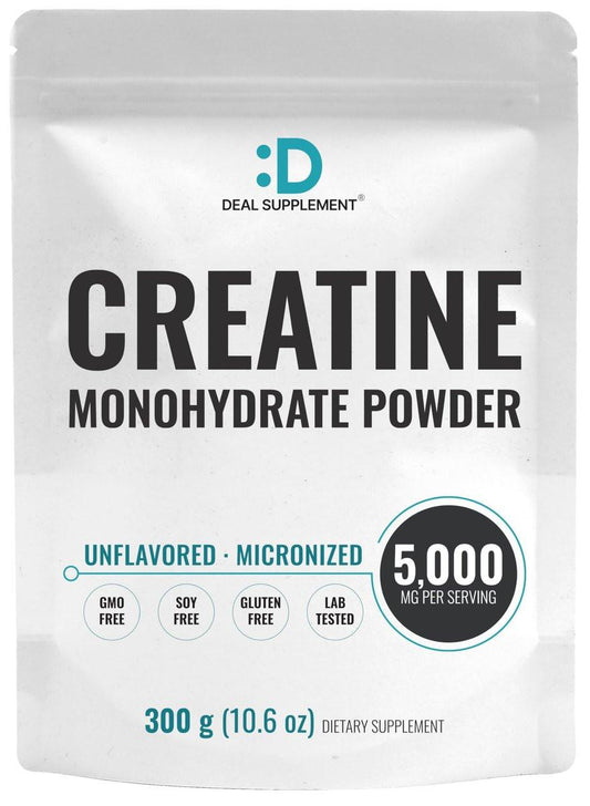 DEAL SUPPLEMENT Instant Creatine Monohydrat Pulver, 5g pro Portion – 60 Portionen | Mikronisiert, ungewürzt, schnell absorbierend | Ohne Füllstoffe, Nicht-GVO, Keto-freundlich, Vegan