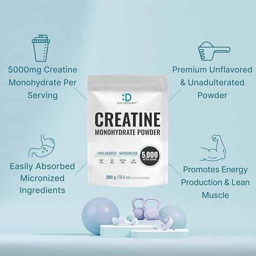 DEAL SUPPLEMENT Instant Creatine Monohydrat Pulver, 5g pro Portion – 60 Portionen | Mikronisiert, ungewürzt, schnell absorbierend | Ohne Füllstoffe, Nicht-GVO, Keto-freundlich, Vegan