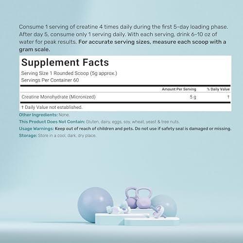 DEAL SUPPLEMENT Instant Creatine Monohydrat Pulver, 5g pro Portion – 60 Portionen | Mikronisiert, ungewürzt, schnell absorbierend | Ohne Füllstoffe, Nicht-GVO, Keto-freundlich, Vegan