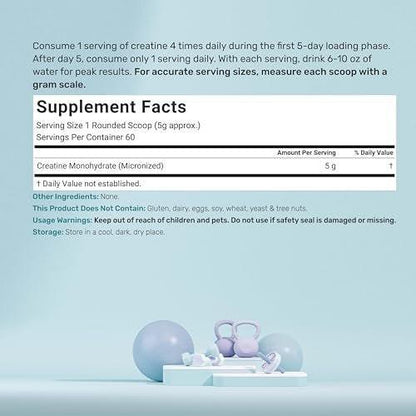 DEAL SUPPLEMENT Instant Creatine Monohydrat Pulver, 5g pro Portion – 60 Portionen | Mikronisiert, ungewürzt, schnell absorbierend | Ohne Füllstoffe, Nicht-GVO, Keto-freundlich, Vegan