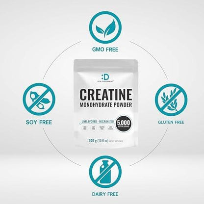 DEAL SUPPLEMENT Instant Creatine Monohydrat Pulver, 5g pro Portion – 60 Portionen | Mikronisiert, ungewürzt, schnell absorbierend | Ohne Füllstoffe, Nicht-GVO, Keto-freundlich, Vegan