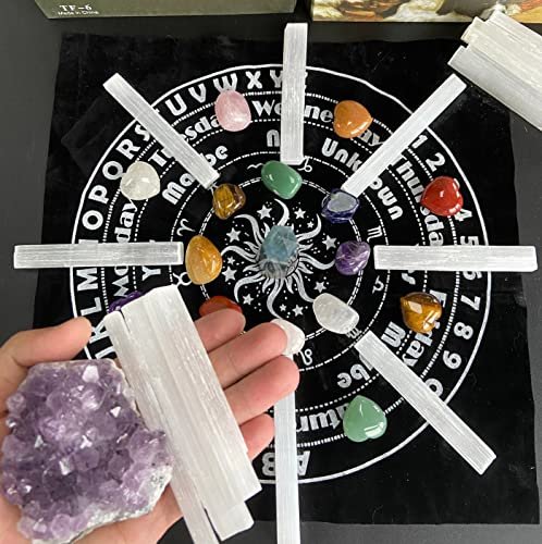 XIANNVXI 4 Zoll Selenit Sticks 12 Stück Große Selenit Kristallstäbe Weiß Roh Rauer Kristall Bulk für Heilung Reiki Metaphysische Energie Zeichnung Schutz Wicca Altar Zubehör Meditation