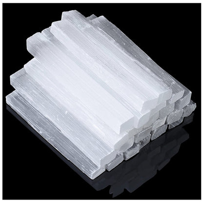 XIANNVXI 4 Zoll Selenit Sticks 12 Stück Große Selenit Kristallstäbe Weiß Roh Rauer Kristall Bulk für Heilung Reiki Metaphysische Energie Zeichnung Schutz Wicca Altar Zubehör Meditation