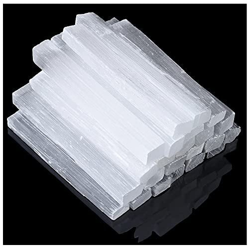 XIANNVXI 4 Zoll Selenit Sticks 12 Stück Große Selenit Kristallstäbe Weiß Roh Rauer Kristall Bulk für Heilung Reiki Metaphysische Energie Zeichnung Schutz Wicca Altar Zubehör Meditation