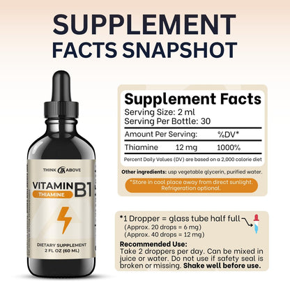 Think Above Vitamin B1 Thiaminmononitrat - Flüssige Tropfen Ergänzung (59 ml)