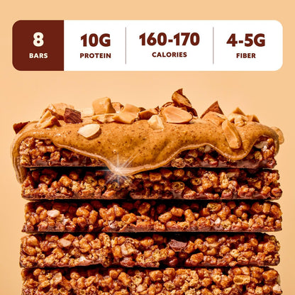 Mezcla Puff-Crispy Pflanzliche Proteinriegel - Sortenpackung - Gesunde Snacks für Erwachsene & Kinder - Müsliriegel für Schule, Reisen & Büro - Glutenfrei, Vegan, Nicht GVO, 10g Protein - 8er Pack
