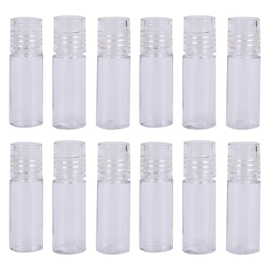 12er-Pack Mini Klare 3ml Losepuderbehälter aus Plastik - Nachfüllbare Puderflasche mit Sieb für Loses Puder, Lidschatten, Kosmetikproben - Transparent