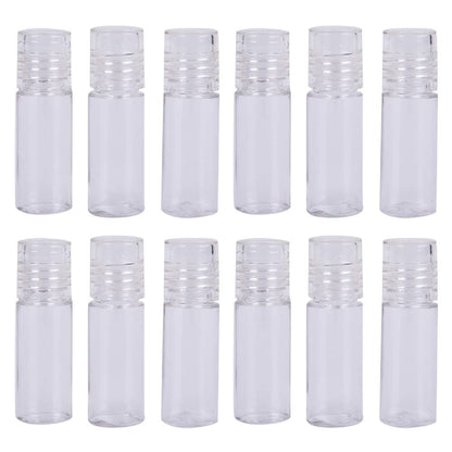 12er-Pack Mini Klare 3ml Losepuderbehälter aus Plastik - Nachfüllbare Puderflasche mit Sieb für Loses Puder, Lidschatten, Kosmetikproben - Transparent