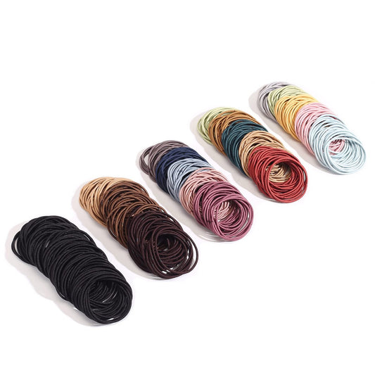 500 Stück Haargummis für dünnes Haar - 2mm x 4cm Premium Nylon Schwarz Haarbänder Bulk für Frauen Mädchen kleine Pferdeschwanz Halter Männer Haarband (Multicolor)