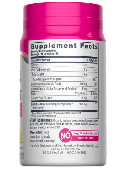 NeoCell Haar, Haut und Nägel Gummibärchen | 60 Stück | Kollagenpeptide plus Biotin | mit Vitamin C und E | Fortschrittliche Schönheitsformel | für Frauen und Männer