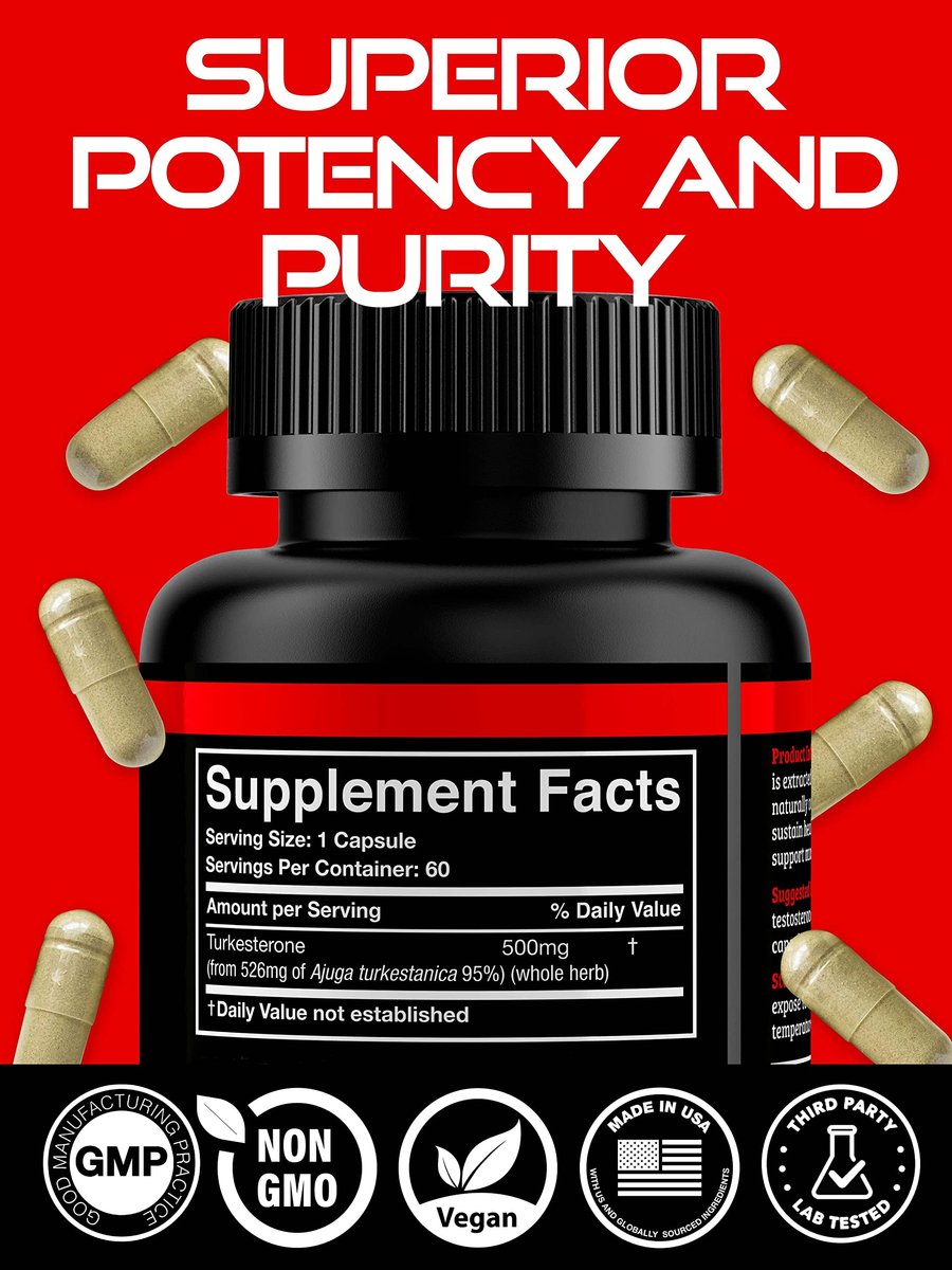 Black Forest Turkesterone 500mg Kapseln – 95% reines Ajuga Turkestanica Extrakt für Kraft und Muskelwachstum (2 Monate Versorgung)