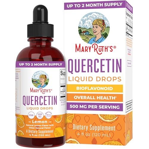 MaryRuth Organics Quercetin Liquid Drops | Zuckerfrei | 500 mg für Erwachsene ab 18 Jahren | Unterstützt die Herz-Kreislauf-Gesundheit | Bioflavonoid | Vegan | Ohne Gentechnik | Glutenfrei | 118 ml