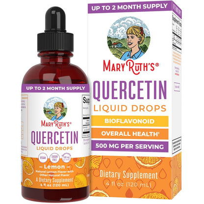 MaryRuth Organics Quercetin Liquid Drops | Zuckerfrei | 500 mg für Erwachsene ab 18 Jahren | Unterstützt die Herz-Kreislauf-Gesundheit | Bioflavonoid | Vegan | Ohne Gentechnik | Glutenfrei | 118 ml