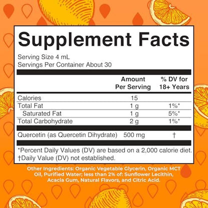 MaryRuth Organics Quercetin Liquid Drops | Zuckerfrei | 500 mg für Erwachsene ab 18 Jahren | Unterstützt die Herz-Kreislauf-Gesundheit | Bioflavonoid | Vegan | Ohne Gentechnik | Glutenfrei | 118 ml