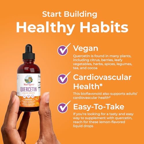 MaryRuth Organics Quercetin Liquid Drops | Zuckerfrei | 500 mg für Erwachsene ab 18 Jahren | Unterstützt die Herz-Kreislauf-Gesundheit | Bioflavonoid | Vegan | Ohne Gentechnik | Glutenfrei | 118 ml