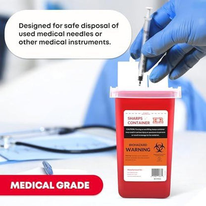Ever Ready First Aid Entsorgungsset für scharfe Gegenstände – 3er-Pack Behälter mit Split-Design und Verriegelungsmechanismus, 1 Quart, Rot