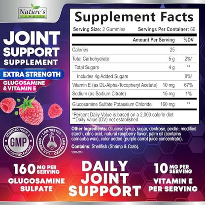 Gelenkunterstützung Extra stark – Glucosamin Gummis für Gelenkgesundheit und Flexibilität – Natürliches Vitamin E – Beste Gummis für Frauen und Männer – 120 Gummis