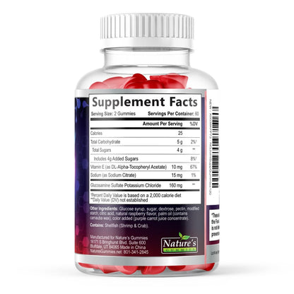 Gelenkunterstützung Extra stark – Glucosamin Gummis für Gelenkgesundheit und Flexibilität – Natürliches Vitamin E – Beste Gummis für Frauen und Männer – 120 Gummis
