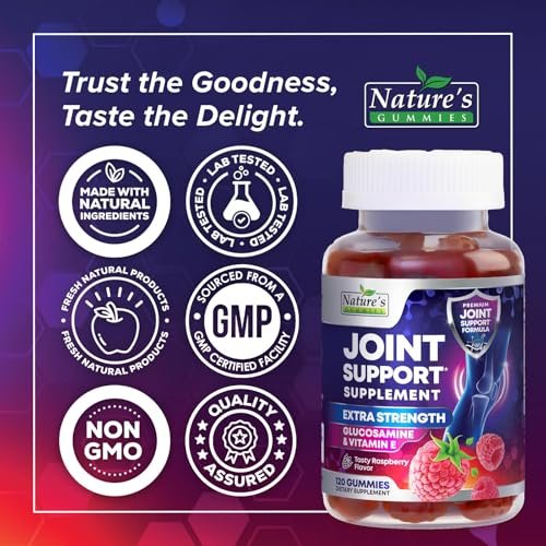 Gelenkunterstützung Extra stark – Glucosamin Gummis für Gelenkgesundheit und Flexibilität – Natürliches Vitamin E – Beste Gummis für Frauen und Männer – 120 Gummis
