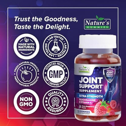 Gelenkunterstützung Extra stark – Glucosamin Gummis für Gelenkgesundheit und Flexibilität – Natürliches Vitamin E – Beste Gummis für Frauen und Männer – 120 Gummis