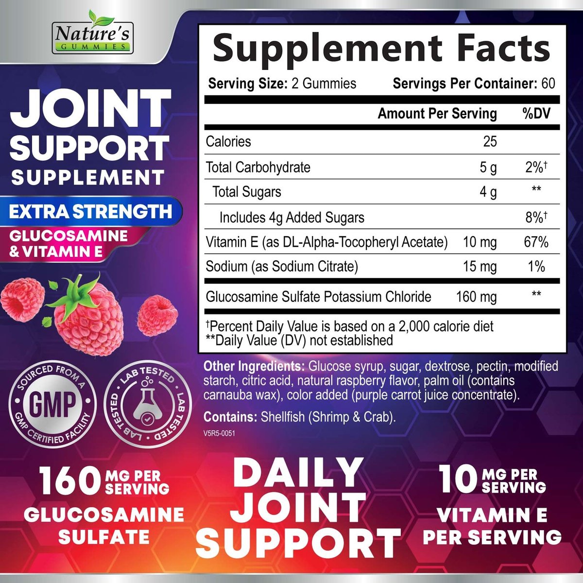 Gelenkunterstützung Extra stark – Glucosamin Gummis für Gelenkgesundheit und Flexibilität – Natürliches Vitamin E – Beste Gummis für Frauen und Männer – 120 Gummis