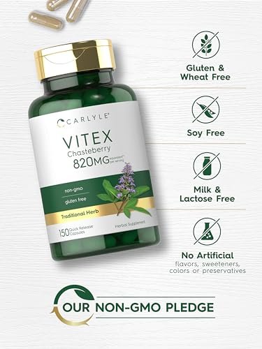 Carlyle Vitex Mönchspfeffer Kapseln | 150 Kapseln | Vitex Agnus-Castus Frucht für Frauen | Non-GMO, Glutenfrei