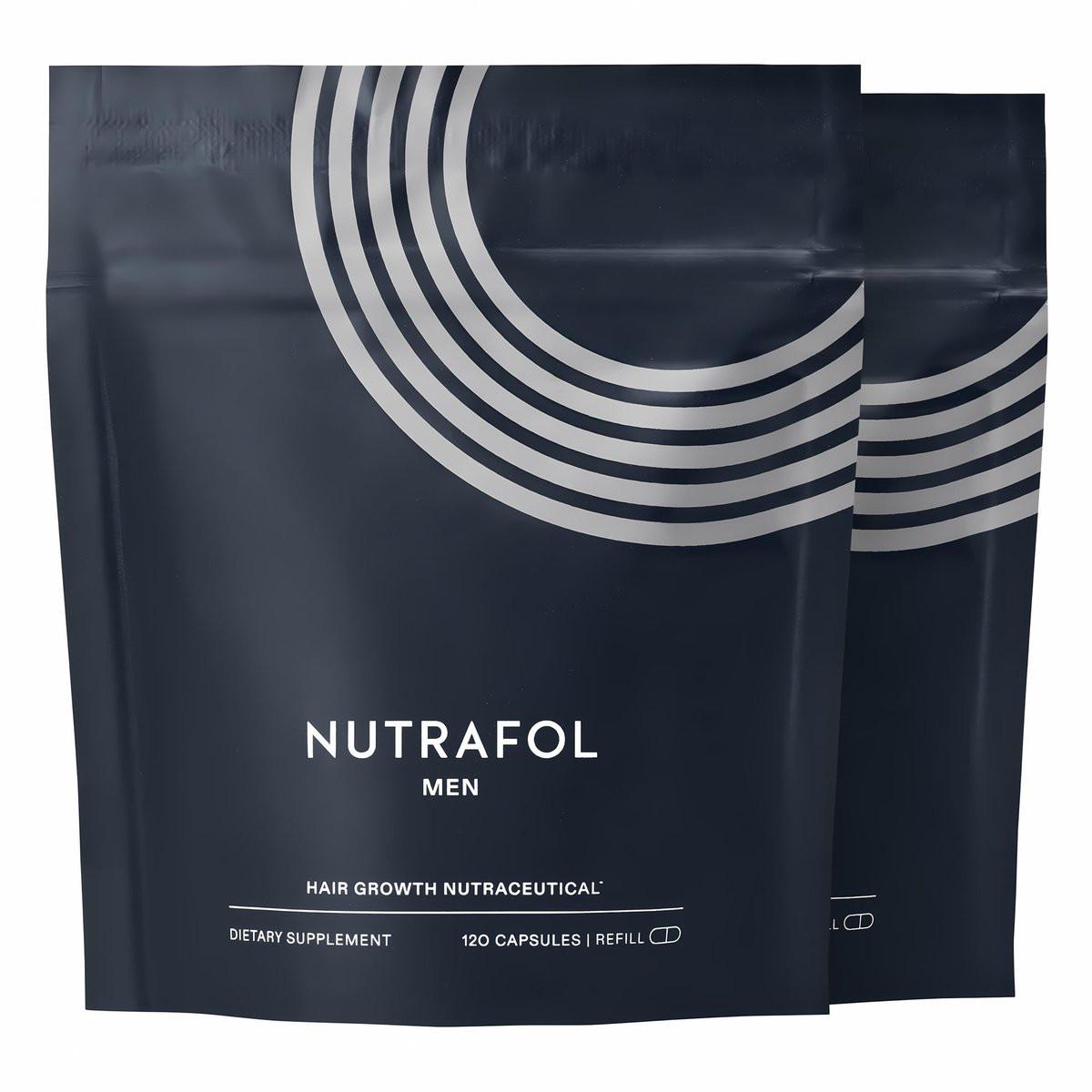 Nutrafol Männer Haarnahrung, klinisch getestet für sichtbar dichteres Haar und Kopfhautabdeckung, dermatologisch empfohlen – 1-Monatsvorrat