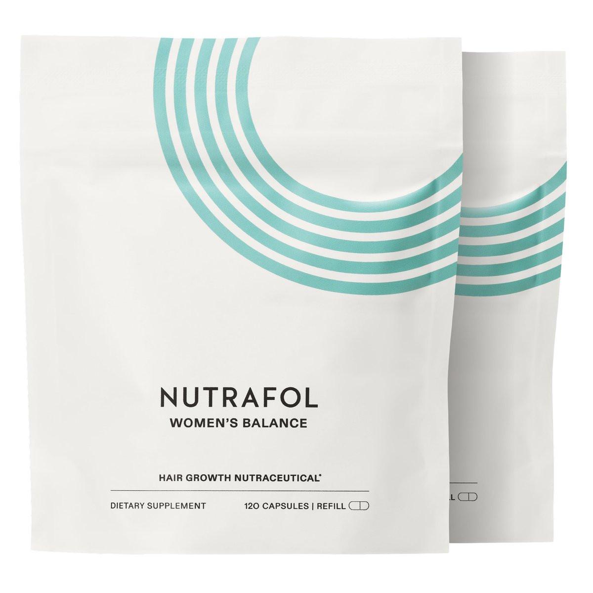 Nutrafol Women's Balance Haarwachstumsergänzung für Frauen ab 45, klinisch erwiesen für sichtbar dichteres Haar und Kopfhautabdeckung, dermatologisch empfohlen - 2 Monatsvorrat, 2 Nachfüllbeutel