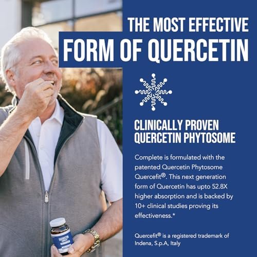 Quercetin Complete® – Quercetin Phytosom mit 50-fach höherer Absorption, klinisch belegt & patentiert Quercefit – Die effektivste Form von Quercetin – angereichert mit Bromelain, Zink & Vitamin C (60 Kapseln)