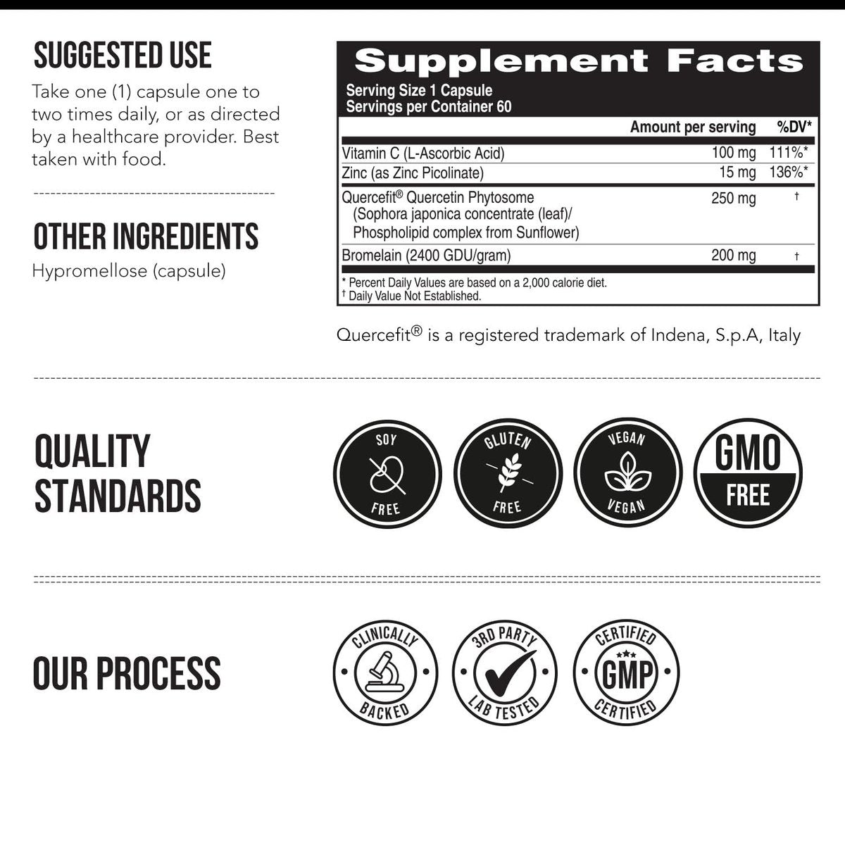 Quercetin Complete® – Quercetin Phytosom mit 50-fach höherer Absorption, klinisch belegt & patentiert Quercefit – Die effektivste Form von Quercetin – angereichert mit Bromelain, Zink & Vitamin C (60 Kapseln)