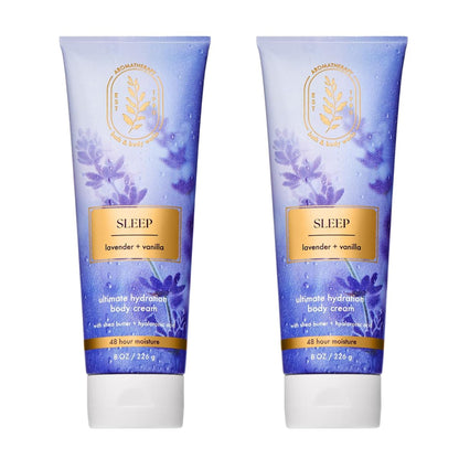 Bath & Body Works Lavendel Vanille Aromatherapie Körpercreme – Ultimative Feuchtigkeitspflege mit Sheabutter & Hyaluronsäure für trockene Haut, 2er-Pack (2 x 237 ml)